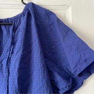 A New Day Textured Flutter-Sleeve Top | Blue | X-Small